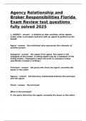 Agency Relationship and Broker Responsibilities Florida Exam Review test questions fully solved