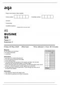 aqa AS BUSINESS Paper 2 Business 2(7131-2) May 2024 CORRECT Question Paper 