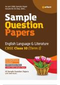 English Language & Literature – CBSE Class 10 – Arihant - Sample Question Papers – Term I 