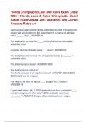 Florida Chiropractic Laws and Rules Exam Latest  2024 | Florida Laws & Rules Chiropractic Board  Actual Exam Update 2024 Questions and Correct  Answers Rated A+ 