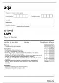 aqa A-level LAW Paper 3A Contract(7162-3A) Question Paper  June 2024 