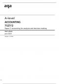 aqa A-level ACCOUNTING Paper 2 Accounting for analysis and decision-making(7127-2 ) June 2024 Mark Scheme