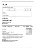 aqa A-level ACCOUNTING Paper 1 Financial Accounting(7127-1) Question Paper May 2024