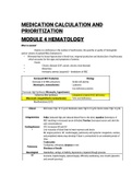 Medication Calculation and PrioritizationModule 4 Hematology;med surg exam 2022;Graded A+