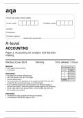 aqa A-level ACCOUNTING Paper 2 Accounting for analysis and decision-making(7127-2) June 2024 Question Paper 