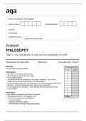 aqa A-level PHILOSOPHY Paper 2  The metaphysics of God and the maqa A-level PHILOSOPHY Paper 2  The metaphysics of God and the metaphysics of mind(7172-2) CORRECT Question Paper etaphysics of mind(7172-2) CORRECT Question Paper 