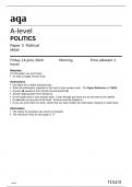 aqa A-level POLITICS (7152-3)Paper 3 Political ideas CORRECT Question Paper June 2024