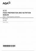 AQA GCSE FOOD PREPARATION AND NUTRITION PAPER 1 MARK SCHEME(8585/W)2024