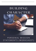 Building Character - Creating a Personal Mission Statement | BACK TO SCHOOL Activity | Worksheet