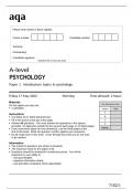 aqa A-level PSYCHOLOGY Paper 1  Introductory topics in psychology(7182-1) Question Paper May 2024