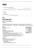 aqa AS PSYCHOLOGY (7181-2)Paper 2 Psychology in context May 2024 Question Paper