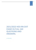 2021/2022 HESI RN EXIT EXAM V6 FULL 160 QUESTIONS AND ANSWERS.