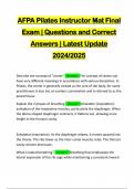 AFPA Pilates Instructor Mat Final Exam | Questions and Correct Answers | Latest Update 2024/2025