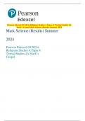 Pearson Edexcel GCSE In Religious Studies A Paper 4: Textual Studies 4A  Mark’s Gospel Mark Scheme (Results) Summer 2024 