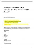  Mergers & Acquisitions (M&A) Modeling Questions & Answers 100% Correct!!