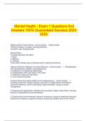 Mental Health - Exam 1 Questions And Answers 100% Guaranteed Success 2024-2025.