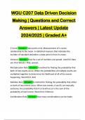 WGU C207 Data Driven Decision Making | Questions and Correct Answers | Latest Update 2024/2025 | Graded A+