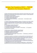 Sample Test Questions ANCC – PMHNP Questions And Answers Rated A+.