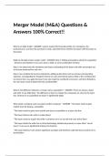 Merger Model (M&A) Questions & Answers 100% Correct!!