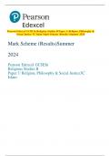 Pearson Edexcel GCSE In Religious Studies B Paper 3: Religion, Philosophy &  Social Justice 3C Islam Mark Scheme (Results) Summer 2024 