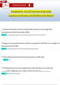 Straighterline - Bio 101 Final Exam Study Guide Questions and Answers (Verified Revised Full Exam