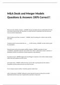  M&A Deals and Merger Models Questions & Answers 100% Correct!!