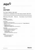 AQA AS HISTORY QUESTION PAPER 1C 2024(7041/1C The Tudors:England,1485-1603 Component 1c Consolidation of the Tudor Dynasty:England,1485-1547)