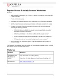 Assessment1 Popular Versus Scholarly Sources Worksheet