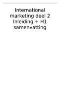 Internationale marketing deel 2 (Inleiding + H1) slides + boek