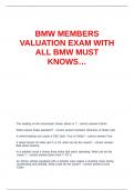 BMW MEMBERS VALUATION EXAM WITH ALL BMW MUST KNOWS.