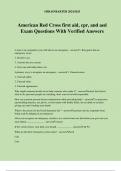 American Red Cross first aid, cpr, and aed Exam Questions With Verified Answers