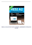 HESI A2 EXAM TEST BANK NURSING ADMISSION ENTRANCE EXAM