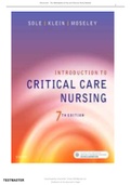 TEST BANK FOR INTRODUCTION TO CRITICAL CARE NURSING 7TH EDITION BY SOLE