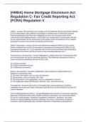 (HMDA) Home Mortgage Disclosure Act Regulation C- Fair Credit Reporting Act (FCRA) Regulation V Questions and Answers 100% Solved