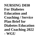 Summary_D030_Service_Plan_Brief_New D030 Service Plan Brief For Diabetic | NURSING D030 For Diabetes Education and Coaching / Service Plan Brief for Diabetes Education and Coaching 2022 