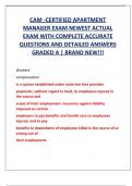 CAM -CERTIFIED APARTMENT  MANAGER EXAM NEWEST ACTUAL  EXAM WITH COMPLETE ACCURATE  QUESTIONS AND DETAILED ANSWERS  GRADED A | BRAND NEW!!! 