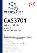 CAS3701 Assignment 12 (DETAILED ANSWERS) 2024 - DISTINCTION GUARANTEED