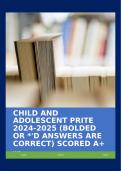 CHILD AND ADOLESCENT PRITE 2024-2025 (BOLDED OR *'D ANSWERS ARE CORRECT) SCORED A+