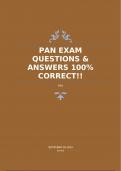 PAN EXAM QUESTIONS & ANSWERS 100% CORRECT!!