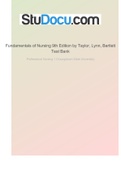 Fundamentals of Nursing 9th Edition by Taylor, Lynn, Bartlett Test Bank