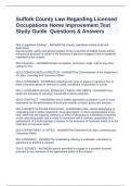 Suffolk County Law Regarding Licensed Occupations Home Improvement Test Study Guide  Questions & Answers