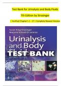 TEST BANK For Urinalysis and Body Fluids, 7th Edition by Strasinger | Verified Chapters 1 - 17 | Complete Newest Version