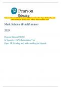 Pearson Edexcel GCSE In Spanish (1SP0) Foundation Tier Paper 3F: Reading and  understanding in Spanish Mark Scheme (Final) Summer 2024