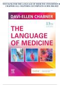 TEST BANK FOR THE LANGUAGE OF MEDICINE 13TH EDITION BY CHABNER /ALL CHAPTERS1-21/COMPLETE GUIDE 2024-2025