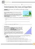 GIZMO - Student Exploration: Sine, Cosine, and Tangent Ratios [Answer Key]