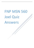 FNP MSN 560 Joel Quiz Answers