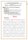 DEUX DEVOIRS avec corrigé ( ANALYSE DU ROMAN XIXE SIECLE "PIERRE ET JEAN " de Guy de Maupassant/3EME SEMESTRE / ETUDES FRANÇAISES / UNIVERSITE MOHAMMED PREMIER