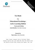 Educational Psychology, 14th edition by Anita Woolfolk Test Bank - Questions and Answers, All Chapters