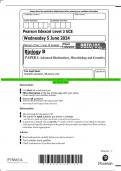 Pearson Edexcel Level 3 GCE Biology B Advanced PAPER 1: Advanced Biochemistry, Microbiology and Genetics  QP JUNE 2024 