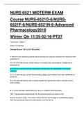 NURS 6521 MIDTERM EXAM Course NURS-6521D-6/NURS-6521F-6/NURS-6521N-6-ADVANCED  PHARMACOLOGY